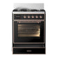 Ilve UM30NR3BKP Ilve Um30Nr3Bkp Majestic Iii 30 Inch Dual Fuel Range With 5 Black Brass Burners, Dual Function Burner Up To 25,000 Btu (Natural Gas, Triple Glass Door, Glossy Black, Copper)