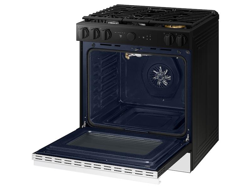 Samsung NSG6DB870012 Bespoke 6.0 Cu. Ft. Smart Slide-In Gas Range With Smart Oven Camera & Illuminated Precision Knobs In White Glass