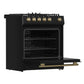 Forno FFSGS111630BLK Forno Leonardo Espresso 30-Inch Black Gas Range, 5 Burners, 39,500 Btu, 5 Cu.Ft Convection Oven