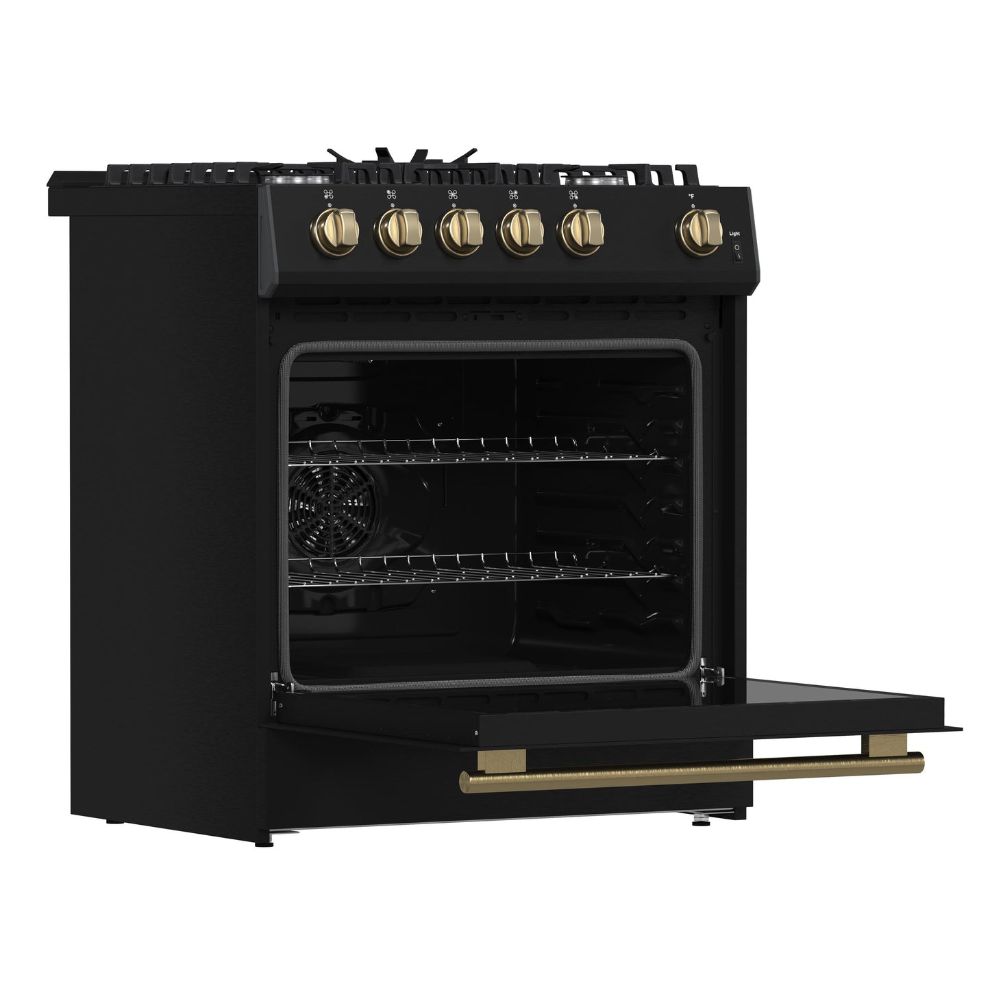 Forno FFSGS111630BLK Forno Leonardo Espresso 30-Inch Black Gas Range, 5 Burners, 39,500 Btu, 5 Cu.Ft Convection Oven