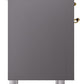 Ilve UPI366NMPMGG Nostalgie Ii 36 Inch Electric Freestanding Range In Matte Graphite With Brass Trim