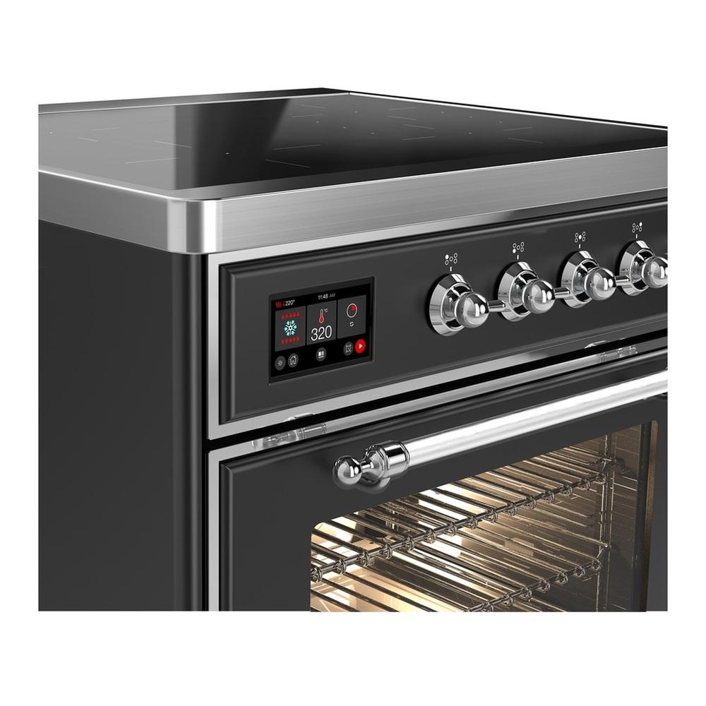Ilve UMIB30NR3MGC Ilve Umib30Nr3Mgc Majestic Iii 30 Inch Induction Range With 4 Elements, 4 Cu. Ft. Oven Capacity (Triple Glass Door, Graphite Matte, Chrome)