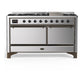 Ilve UM60FQNR3SSBLP Ilve Um60Fqnr3Ssblp Majestic Iii 60 Inch Dual Fuel Range With 9 Burners And Griddle, Dual Function Burner Up To 25,000 Btu (Liquid Propane, Solid Door, Stainless Steel, Burnished)