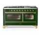 Ilve UM60FNR3EGGLP Ilve Um60Fnr3Egglp Majestic Iii 60 Inch Dual Fuel Range With 9 Burners And Griddle, Dual Function Burner Up To 25,000 Btu (Liquid Propane, Triple Glass Door, Emerald Green, Brass)