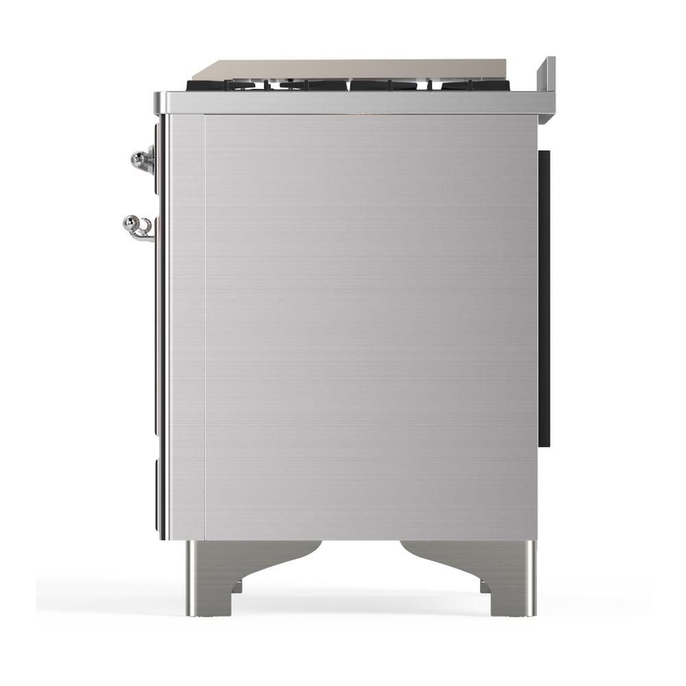 Ilve UM60FSNR3SSCLP Ilve Um60Fsnr3Ssclp Majestic Iii 60 Inch Dual Fuel Range With 7 Burners, Griddle And French Top, Dual Function Burner With Up To 25,000 Btu (Liquid Propane, Triple Glass Door, Stainless Steel, Chrome)
