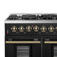 Forno FFSGS615648BLK Galiano 48-Inch Dual Fuel Range Black & Antique Brass Design With 8 Sealed Burners 107,000 Btu, 6.58 Cu. Ft. Double Ovens & Griddle