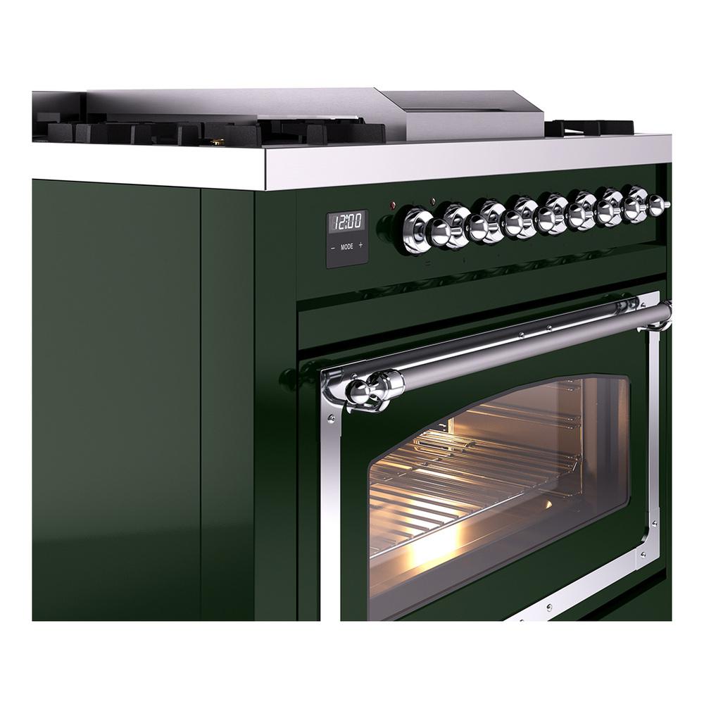 Ilve UN36FNMPEGCLP Ilve Un36Fnmpegclp Nostalgie Ii Noblesse 36" Dual Fuel Range (Liquid Propane, Triple Glass Door, Emerald Green, Chrome)