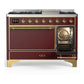 Ilve UM48FQNR3BUGLP Ilve Um48Fqnr3Buglp Majestic Iii 48 Inch Dual Fuel Range With 8 Burners And Griddle, Dual Function Burner Up To 25,000 Btu (Liquid Propane, Solid Door, Burgundy, Brass)