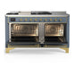 Ilve UM60FSNR3BGG Ilve Um60Fsnr3Bgg Majestic Iii 60 Inch Dual Fuel Range With 7 Burners, Griddle And French Top, Dual Function Burner With Up To 25,000 Btu (Natural Gas, Triple Glass Door, Blue Grey, Brass)