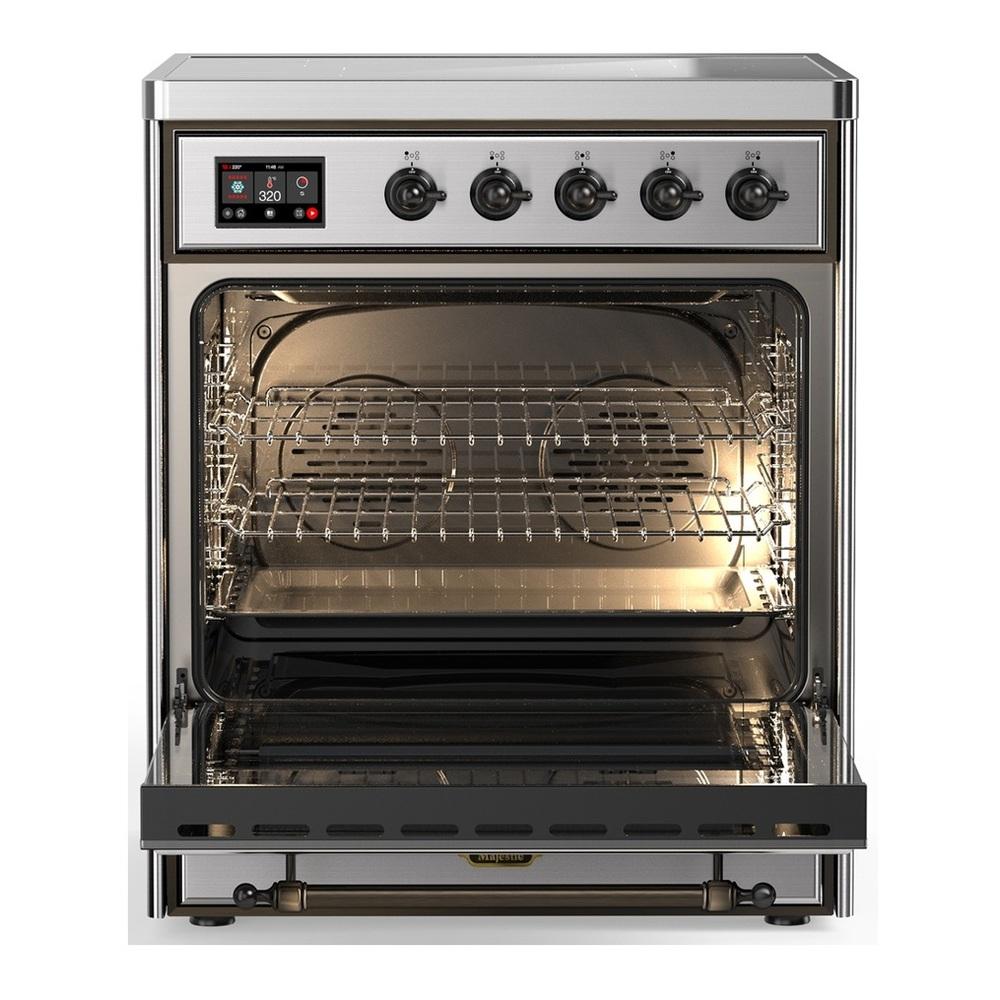 Ilve UMIB30QNR3SSB Ilve Umib30Qnr3Ssb Majestic Iii 30 Inch Induction Range With 4 Elements, 4 Cu. Ft. Oven Capacity (Solid Door, Stainless Steel, Burnished)