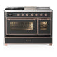 Ilve UM48FSNR3MGP Ilve Um48Fsnr3Mgp Majestic Iii 48 Inch Dual Fuel Range With 5 Black Brass Burners, Griddle And French Top, Dual Function Burner Up To 25,000 Btu (Natural Gas, Triple Glass Door, Graphite Matte, Copper)