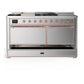 Ilve UM60FSQNR3SSPLP Ilve Um60Fsqnr3Ssplp Majestic Iii 60 Inch Dual Fuel Range With 7 Burners, Griddle And French Top, Dual Function Burner With Up To 25,000 Btu (Liquid Propane, Solid Door, Stainless Steel, Copper)