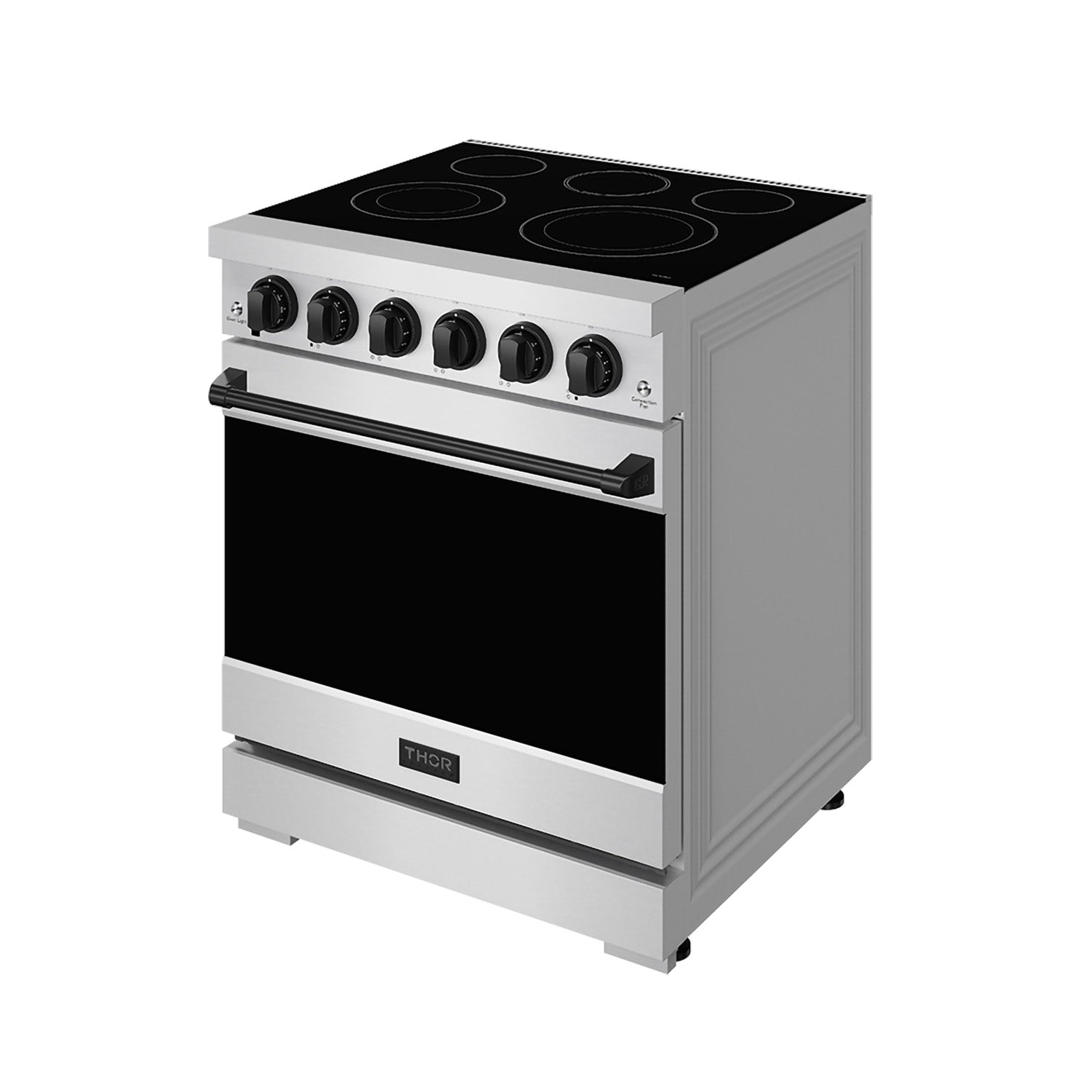 Thor Kitchen RSE30PBLK 30 Inch Professional Electric Range With Precision Knob Control In Stainless Steel And Black Gordon Ramsay Series