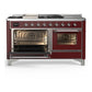 Ilve UM60FSNR3BUC Ilve Um60Fsnr3Buc Majestic Iii 60 Inch Dual Fuel Range With 7 Burners, Griddle And French Top, Dual Function Burner With Up To 25,000 Btu (Natural Gas, Triple Glass Door, Burgundy, Chrome)