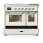 Ilve UMDIB40NR3AWC Ilve Umdib40Nr3Awc Majestic Iii 40 Inch Induction Range With 6 Elements, 3.82 Cu. Ft. Total Oven Capacity (Triple Glass Door, Antique White, Chrome)