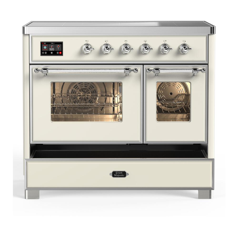 Ilve UMDIB40NR3AWC Ilve Umdib40Nr3Awc Majestic Iii 40 Inch Induction Range With 6 Elements, 3.82 Cu. Ft. Total Oven Capacity (Triple Glass Door, Antique White, Chrome)