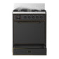 Ilve UM30QNR3MGB Ilve Um30Qnr3Mgb Majestic Iii 30 Inch Dual Fuel Range With 5 Black Brass Burners, Dual Function Burner Up To 25,000 Btu (Natural Gas, Solid Door, Graphite Matte, Burnished)