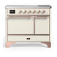 Ilve UMDIB40QNR3AWP Ilve Umdib40Qnr3Awp Majestic Iii 40 Inch Induction Range With 6 Elements, 3.82 Cu. Ft. Total Oven Capacity (Solid Door, Antique White, Copper)