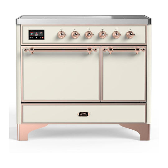 Ilve UMDIB40QNR3AWP Ilve Umdib40Qnr3Awp Majestic Iii 40 Inch Induction Range With 6 Elements, 3.82 Cu. Ft. Total Oven Capacity (Solid Door, Antique White, Copper)