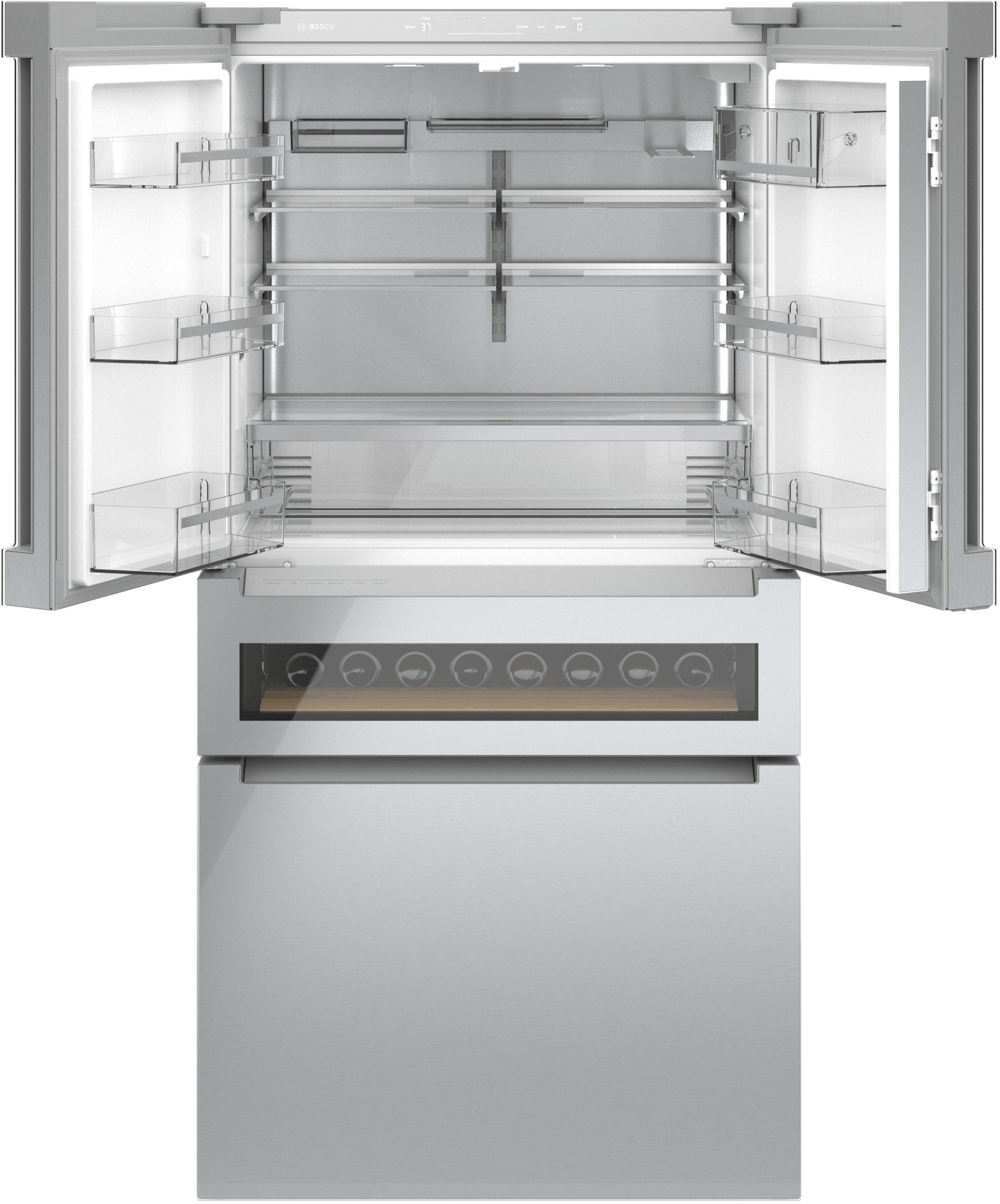 Bosch B36CL84ENG 800 Series, French Door Bottom Mount Refrigerator, Glass Door, 36'', Stainless Steel