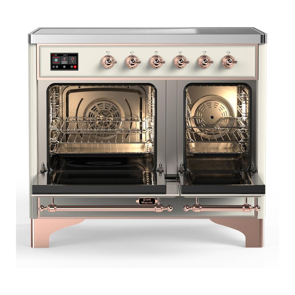 Ilve UMDIB40QNR3AWP Ilve Umdib40Qnr3Awp Majestic Iii 40 Inch Induction Range With 6 Elements, 3.82 Cu. Ft. Total Oven Capacity (Solid Door, Antique White, Copper)