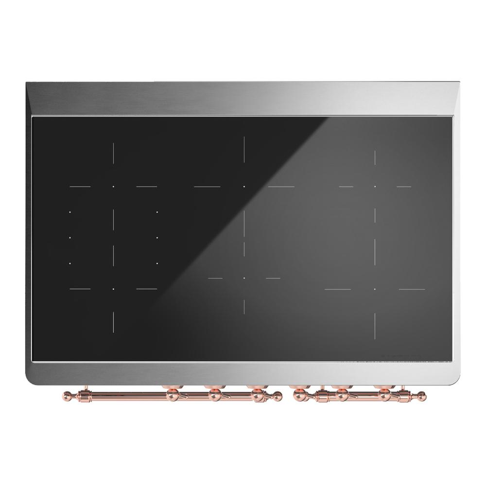 Ilve UMDIB40QNR3BKP Ilve Umdib40Qnr3Bkp Majestic Iii 40 Inch Induction Range With 6 Elements, 3.82 Cu. Ft. Total Oven Capacity (Solid Door, Glossy Black, Copper)