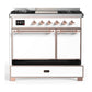 Ilve UMD40FQNR3WHP Ilve Umd40Fqnr3Whp Majestic Iii 40 Inch Dual Fuel Range With 6 Burners And Griddle, Dual Function Burner Up To 25,000 Btu (Natural Gas, Solid Door, White, Copper)