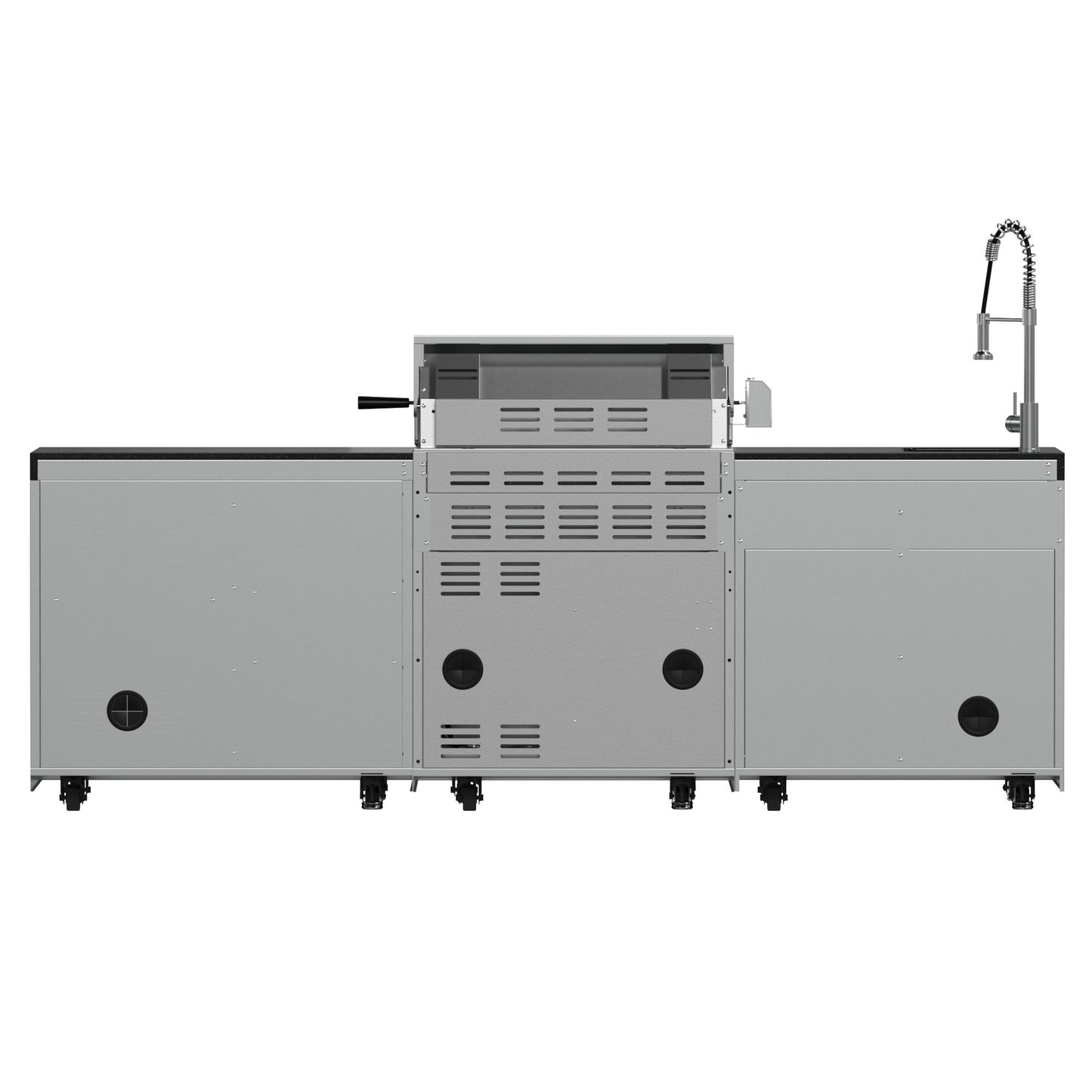 Forno FODKT2506BLK Forno Bulnes 30-Inch Bbq, 60,000 Btu, 3 Burners With Sear & Rotisserie Infrared Burners, Stainless Steel Outdoor Kitchen With 1.8 Cu.Ft. Beverage Center & Black Granite Countertops