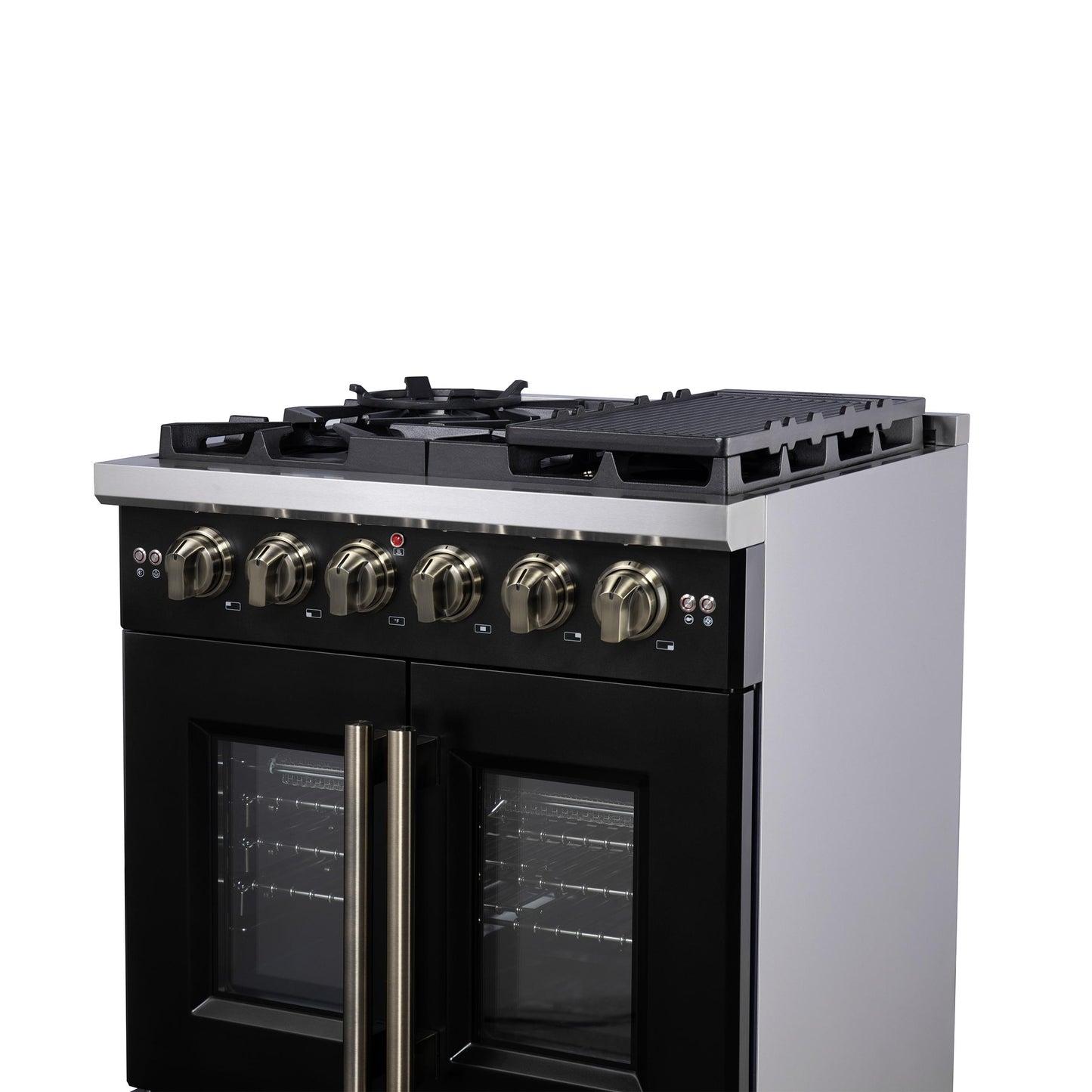 Forno FFSGS646030BLK Forno Capriasca 30-Inch Freestanding French Door Gas Range, 4 Burners, Convection Oven, Energy Efficient