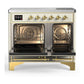 Ilve UMDIB40NR3AWG Ilve Umdib40Nr3Awg Majestic Iii 40 Inch Induction Range With 6 Elements, 3.82 Cu. Ft. Total Oven Capacity (Triple Glass Door, Antique White, Brass)