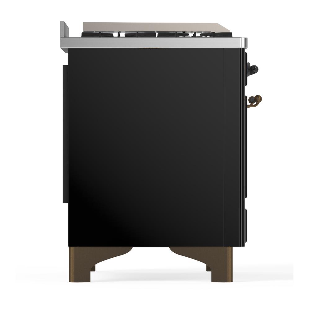 Ilve UM60FNR3BKBLP Ilve Um60Fnr3Bkblp Majestic Iii 60 Inch Dual Fuel Range With 9 Burners And Griddle, Dual Function Burner Up To 25,000 Btu (Liquid Propane, Triple Glass Door, Glossy Black, Burnished)