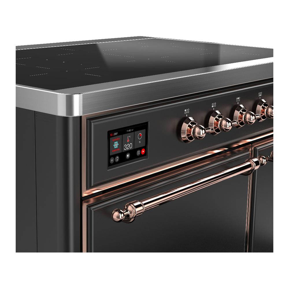 Ilve UMDIB40QNR3MGP Ilve Umdib40Qnr3Mgp Majestic Iii 40 Inch Induction Range With 6 Elements, 3.82 Cu. Ft. Total Oven Capacity (Solid Door, Graphite Matte, Copper)