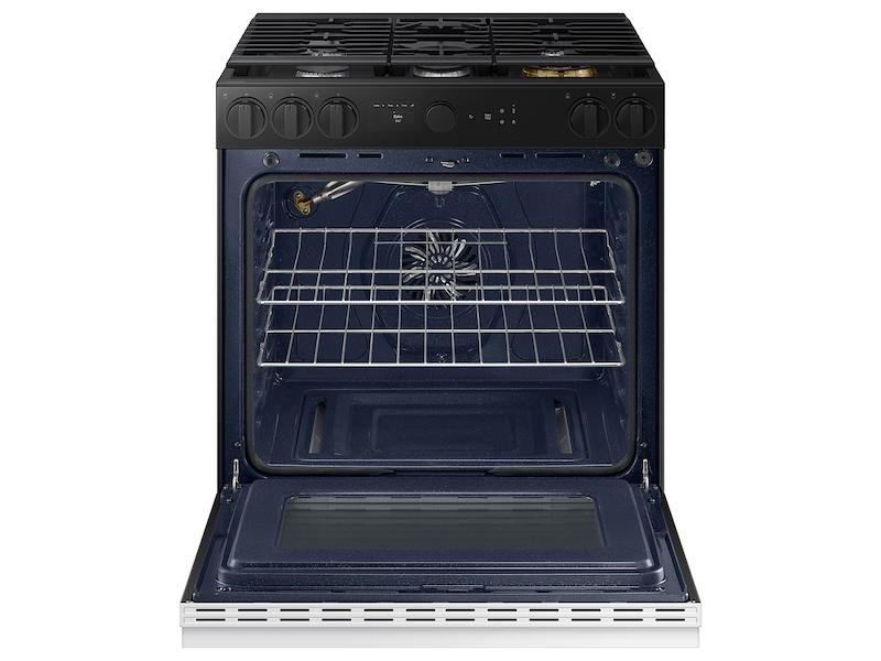 Samsung NSG6DB870012 Bespoke 6.0 Cu. Ft. Smart Slide-In Gas Range With Smart Oven Camera & Illuminated Precision Knobs In White Glass