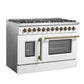 Forno FFSGS635648WHT Forno Galiano 48-Inch French Door Dual Fuel Range, White & Antique Brass Design, 8 Sealed Burners - 107,000 Btu, Griddle, 6.58 Cu.Ft. Double Ovens