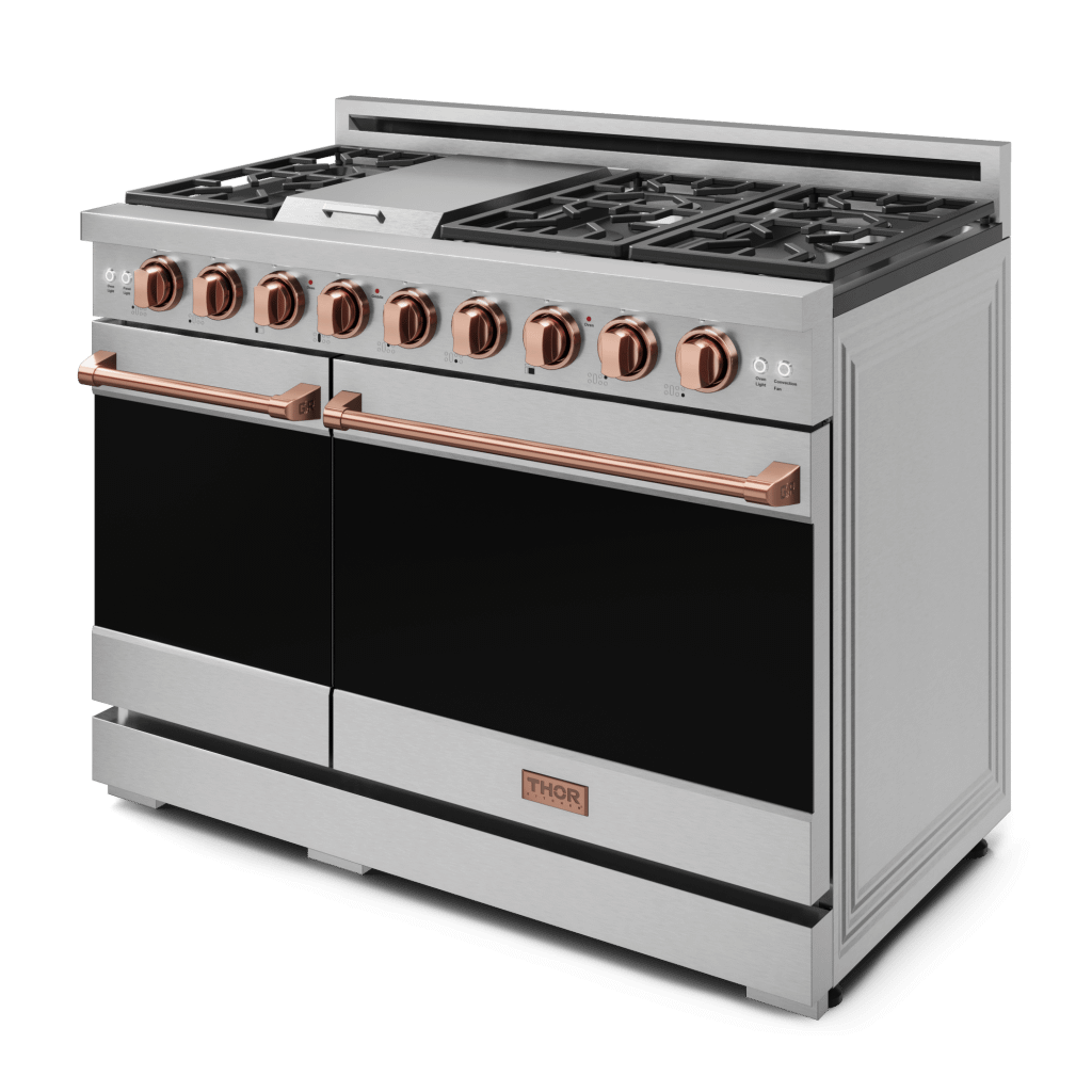 Thor Kitchen RSG48ELPRSG 48 Inch Professional Lp Range With Pro-Style Knobs In Stainless Steel/Rose Gold Gordon Ramsay Series - Rsg48Elp-Rsg