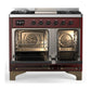 Ilve UMD40FNR3BUB Ilve Umd40Fnr3Bub Majestic Iii 40 Inch Dual Fuel Range With 6 Burners And Griddle, Dual Function Burner Up To 25,000 Btu (Natural Gas, Triple Glass Door, Burgundy, Burnished)