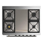 Ilve UM36FQNR3MGBLP Ilve Um36Fqnr3Mgblp Majestic Iii 36 Inch Dual Fuel Range With 6 Black Brass Burners And Griddle, Dual Function Burner Up To 25,000 Btu (Solid Door, Graphite Matte, Burnished, Liquid Propane)