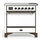 Ilve UMIB36QNR3WHB Ilve Umib36Qnr3Whb Majestic Iii 36 Inch Induction Range With 6 Elements, 3.5 Cu. Ft. Total Oven Capacity (Solid Door, White, Burnished)