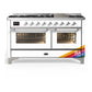 Ilve UM60FNR3RACLP Ilve Um60Fnr3Raclp Majestic Iii 60 Inch Dual Fuel Range With 9 Burners And Griddle, Dual Function Burner Up To 25,000 Btu (Liquid Propane, Triple Glass Door, Ral, Chrome)