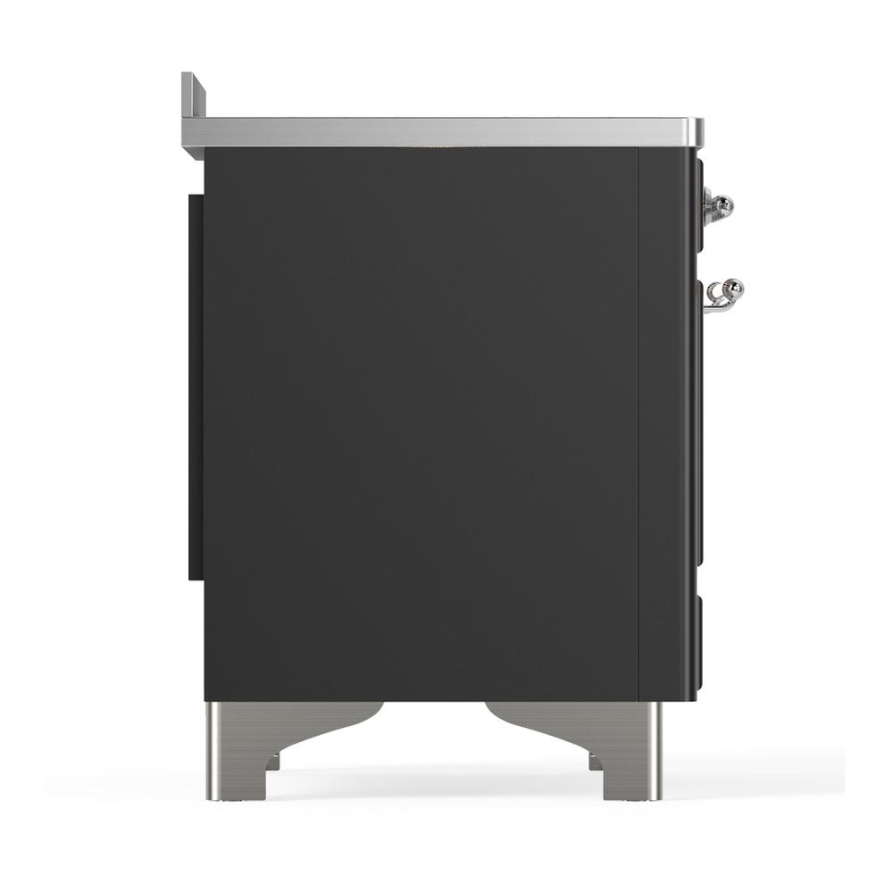 Ilve UMIB48QNR3MGC Ilve Umib48Qnr3Mgc Majestic Iii 48 Inch Induction Range With 6 Elements, 5.02 Cu. Ft. Total Oven Capacity (Solid Door, Graphite Matte, Chrome)