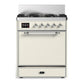 Ilve UM30QNR3AWCLP Ilve Um30Qnr3Awclp Majestic Iii 30 Inch Dual Fuel Range With 5 Black Brass Burners, Dual Function Burner Up To 25,000 Btu (Liquid Propane, Solid Door, Antique White, Chrome)