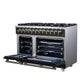 Forno FFSGS612548BLK Forno Massimo 48 Inch Freestanding Dual Fuel Range In Black With Antique Brass Accessories, 8 Burners, 6.58 Cu. Ft. Convection Oven