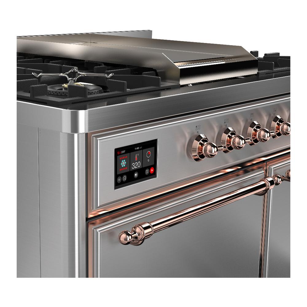 Ilve UMD40FQNR3SSP Ilve Umd40Fqnr3Ssp Majestic Iii 40 Inch Dual Fuel Range With 6 Burners And Griddle, Dual Function Burner Up To 25,000 Btu (Natural Gas, Solid Door, Stainless Steel, Copper)