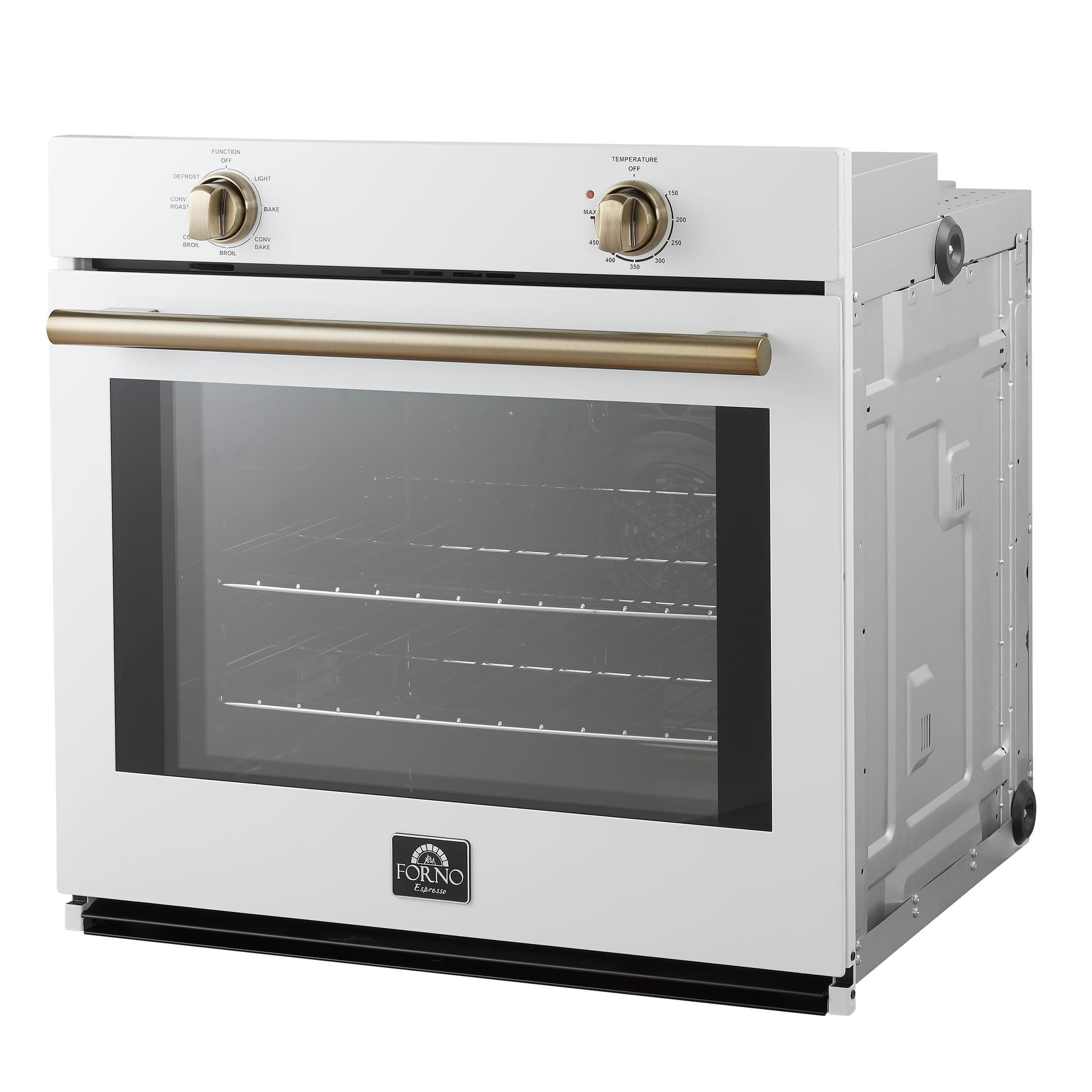 Forno FBOEL137030WHT Forno Vomero 30-Inch Wall Oven, White, 5 Cu.Ft Capacity, 3550 Watts Convection, Mechanical Controls, Manuel Steam Clean
