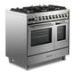 Verona VUFSGE365DSS Verona Vufsge365Dss 36 Inch Ultima Collection Double Oven Dual Fuel Range With 5 Brass Burners, 4.1 Cu. Ft. Total Oven Capacity