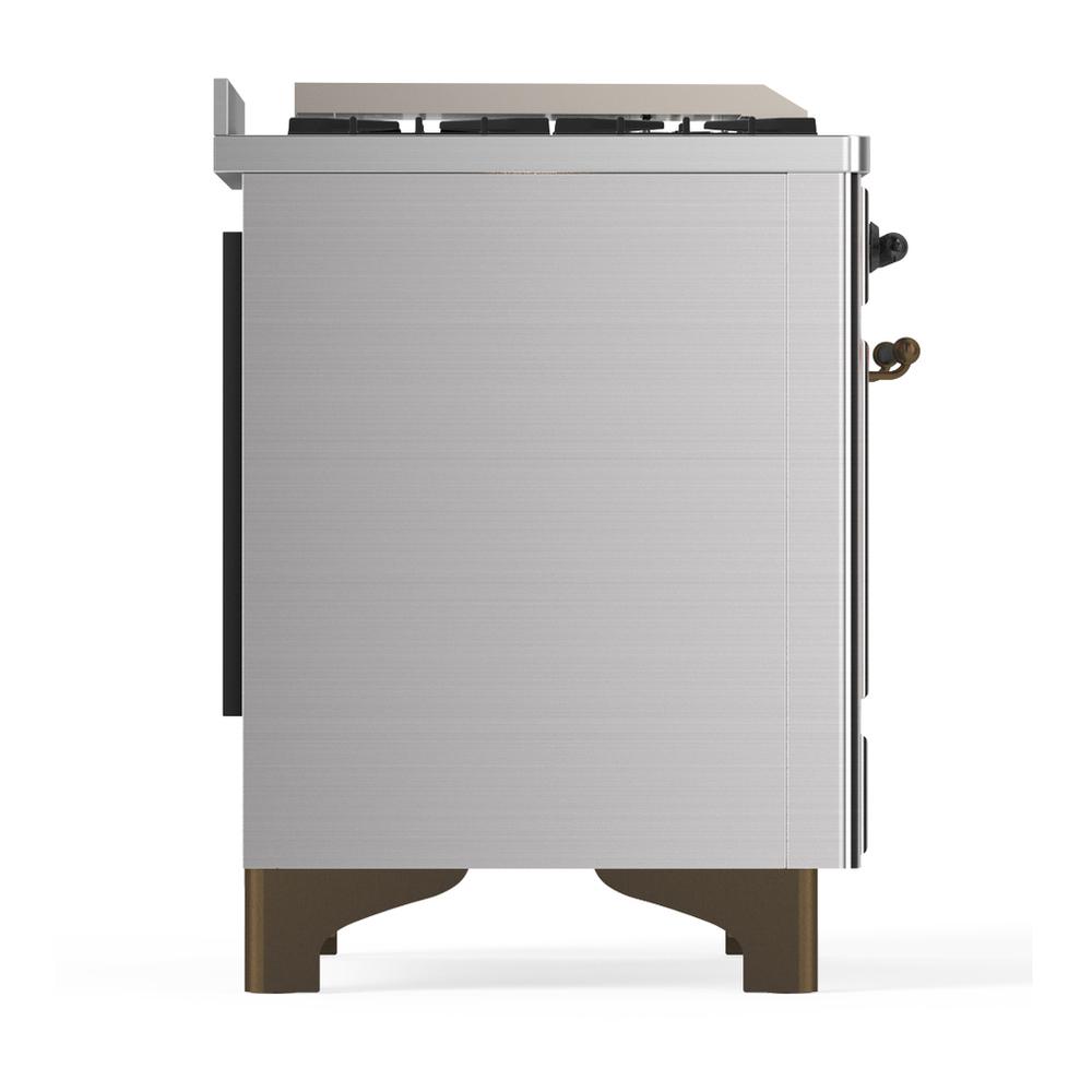 Ilve UM36FQNR3SSBLP Ilve Um36Fqnr3Ssblp Majestic Iii 36 Inch Dual Fuel Range With 6 Black Brass Burners And Griddle, Dual Function Burner Up To 25,000 Btu (Solid Door, Stainless Steel, Burnished, Liquid Propane)