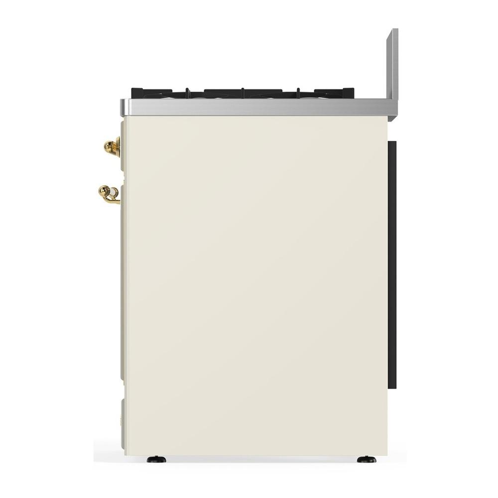 Ilve UM30NR3AWG Ilve Um30Nr3Awg Majestic Iii 30 Inch Dual Fuel Range With 5 Black Brass Burners, Dual Function Burner Up To 25,000 Btu (Natural Gas, Triple Glass Door, Antique White, Brass)
