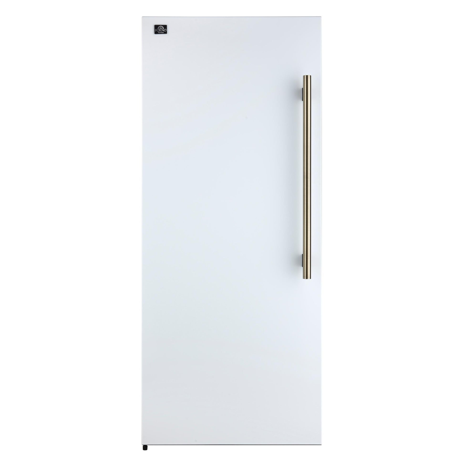 Forno FFFFD172228WHTLS Forno Maderno 28-Inch Convertible Upright Freezer/Refrigerator In White With Antique Brass Handle, 13.6 Cu.Ft., Left Swing