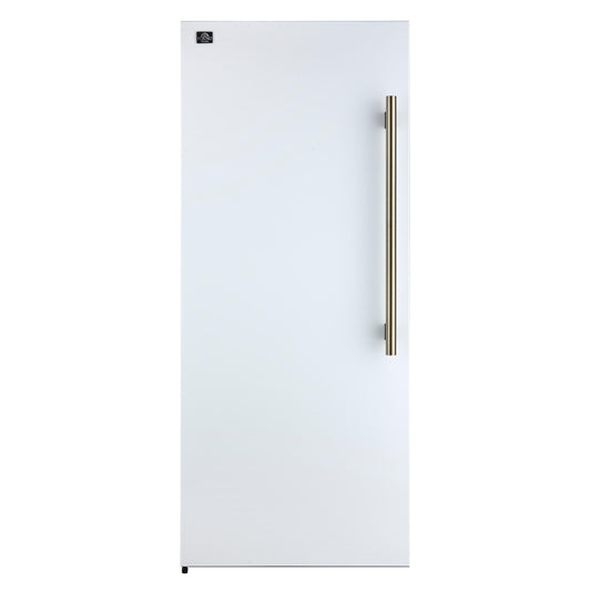Forno FFFFD172228WHTLS Forno Maderno 28-Inch Convertible Upright Freezer/Refrigerator In White With Antique Brass Handle, 13.6 Cu.Ft., Left Swing