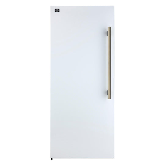 Forno FFFFD172228WHTLS Forno Maderno 28-Inch Convertible Upright Freezer/Refrigerator In White With Antique Brass Handle, 13.6 Cu.Ft., Left Swing